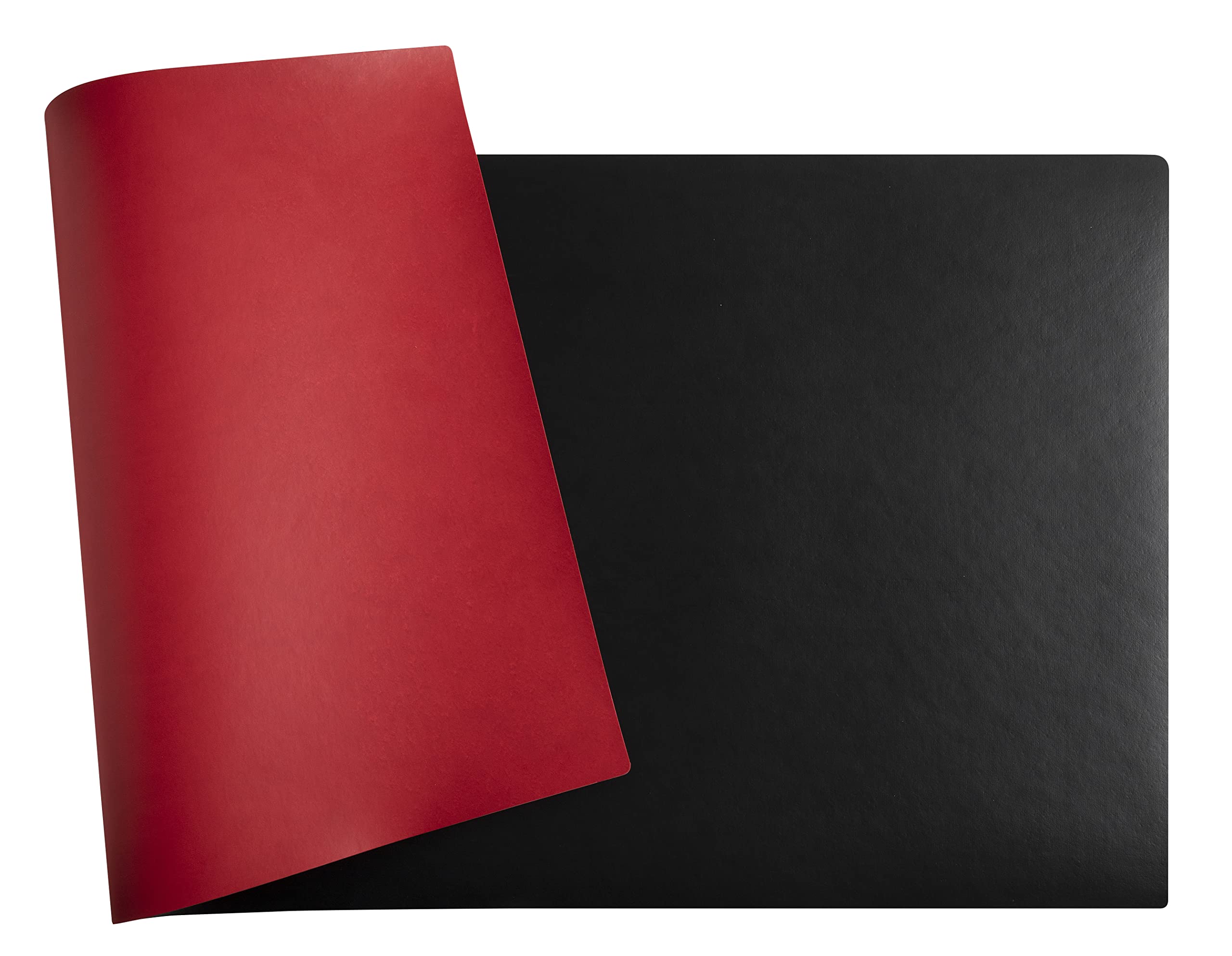 Exacompta - Ref. 29121E - 1 Home Office soft pad - in two-tone imitation leather (polyurethane) - soft and resistant, desk protector, mouse pad - 35x60 cm - black/red colour - delivered rolled