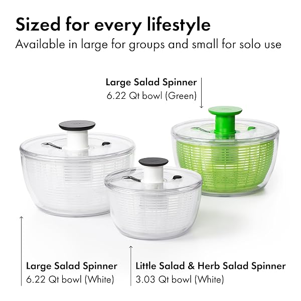 OXO GOOD GRIPS SALAD SPINNER | LETTUCE SPINNER | FRUIT WASHER | FRUIT WASHING BOWL WITH STRAINER | VEGETABLE CLEANER | SALAD CLEANER | LETTUCE WASHER | 6.22 QUART CAPACITY