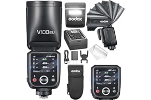 GODOX V100 C Godox Flash for Canon - 100Ws TTL Flash for Canon EOS Cameras, Touchscreen Control, 400-Full-Power-Flashes, 1.7s Recycle Time, 2.4G Wireless with External-Flash