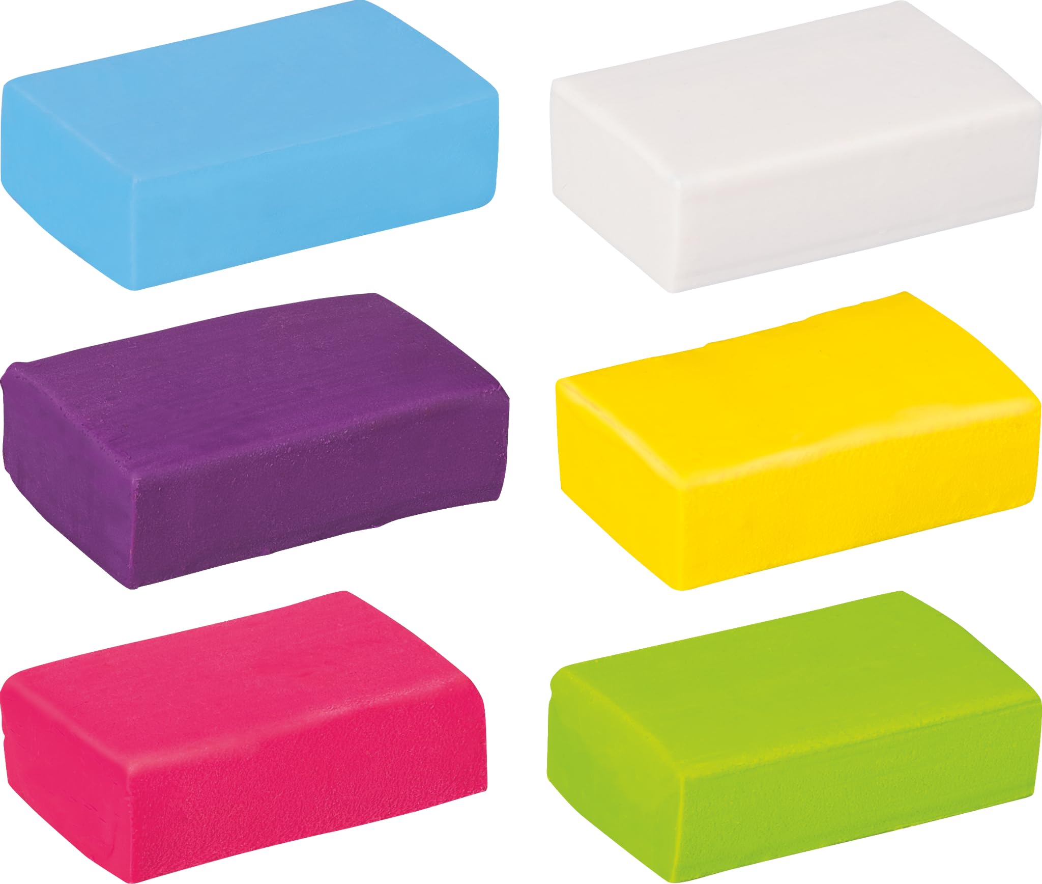 Knorr Prandell 212159051 Modelling Clay Set (6 x 20 g), Colourpack Fun, Kneading & Erasing with Colours White, Lemon, Pink, Purple, Light Blue, Light Green