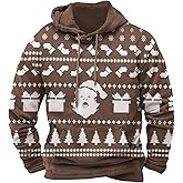 Christmas Sweatshirt Mens Long Sleeve Graphic Hoodies Trendy Casual Oversized Santa Claus Printed Christmas Pullover Tops
