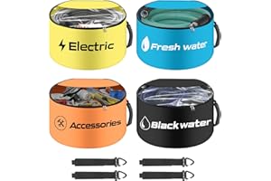 BOYISEN RV Hose Storage Bags 4 Pack - Waterproof RV Sewer Hose Storage, RV Utility Bag Organizer, RV Hose Bag for Electrical Cords, Fresh/Black Water Hoses and RV Accessories (Zipper Closures)