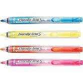 Pentel Handy-Line S Retractable Highlighter, Chisel Tip, Assorted Ink Colors, 4/ Pack (SXS15BP4M)