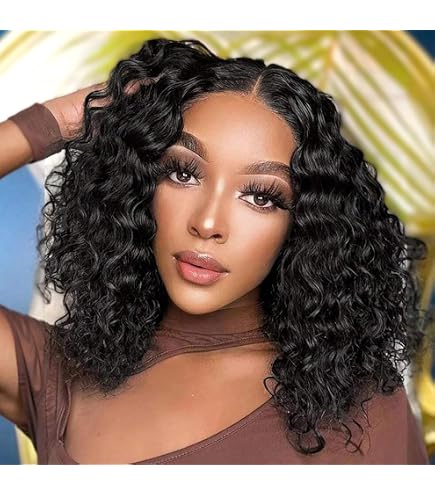 Amazon.com : Luolihar 10 Inch Short Curly Bob Wig with Bangs  display picture 1