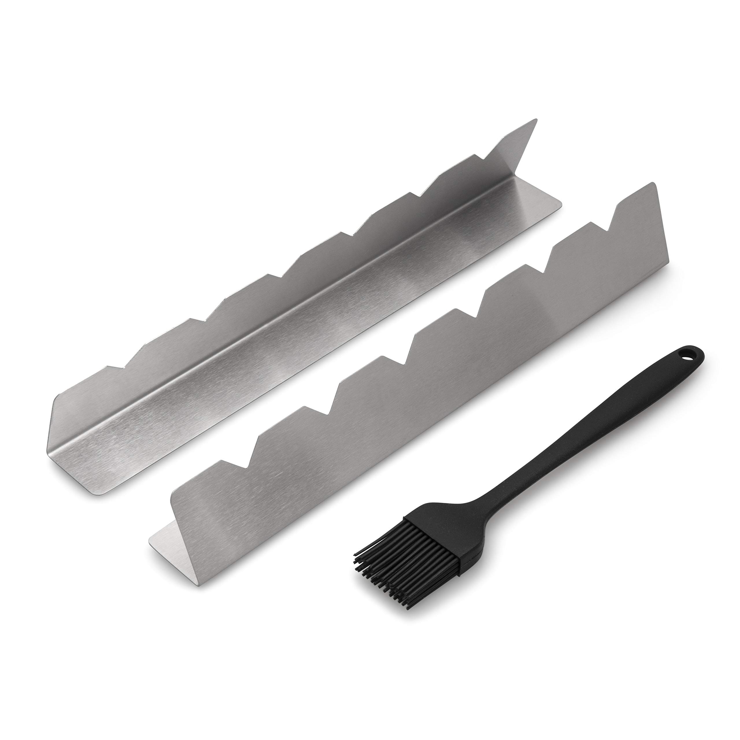 Venmark Shish Kebab Rack - Stainless Steel Elevated Holder for 6 Skewers - Prevents Skewers from Burning and Sticking to The Grill - Complete with Silicone Basting Brush