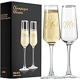PARACITY Mr and Mrs Wedding Champagne Flutes Set of 2, Bride and Groom Champagne Glasses, Bridal Shower Gifts, Engagement Gift, 8.5oz/250ml