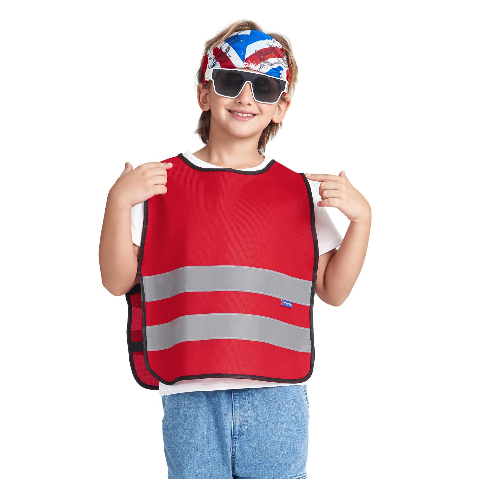 AYKRM Red Hi Vis Vests for Kids 2-5 Year Kids High Visibility Reflective Vest red High Vis Vests Jacket for Kids