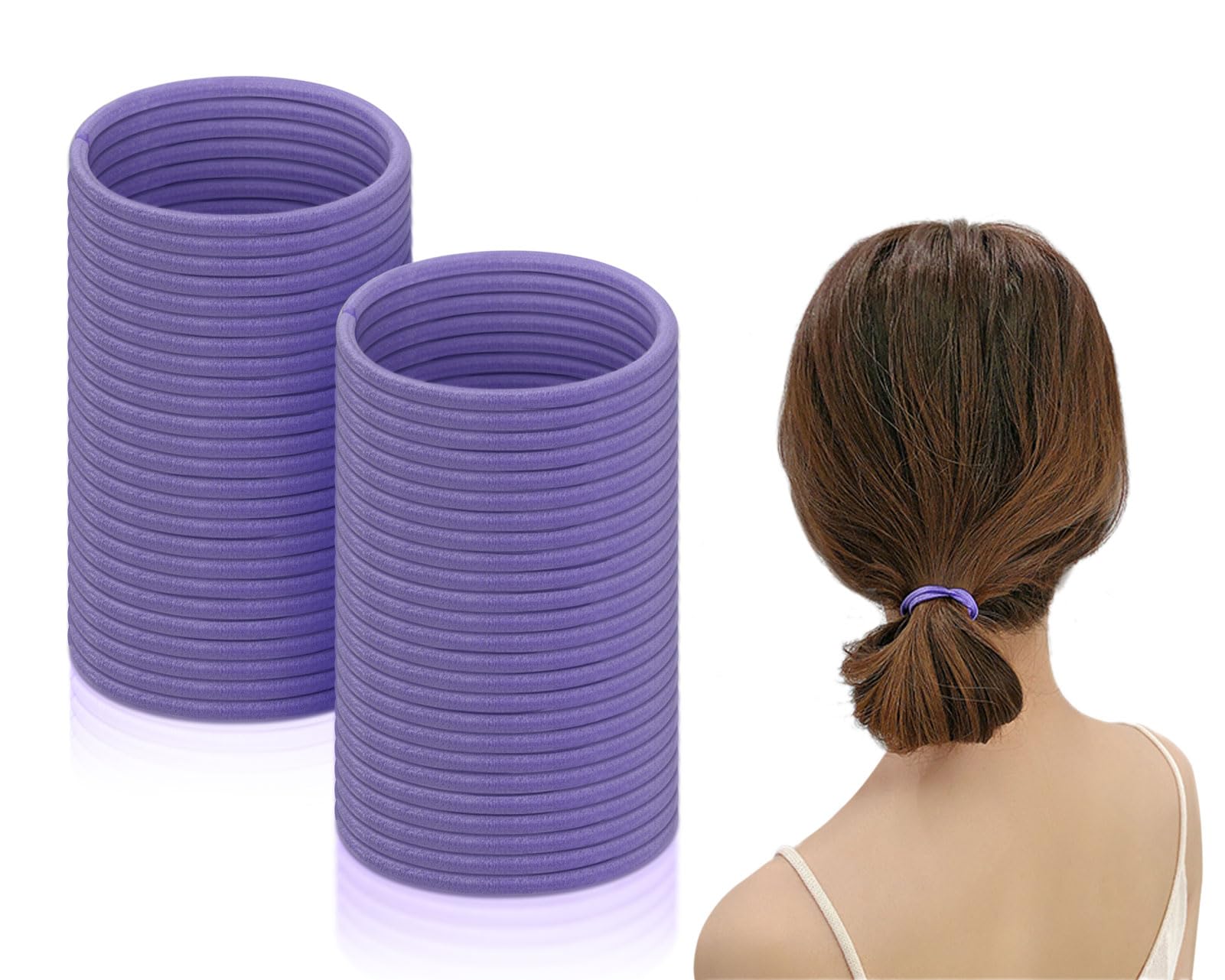 SCSpecial Elastic Hair Ties 50 Pieces Hair Elastic Bands 2.5 mm Ponytail Holders for Women and Girls - Purple