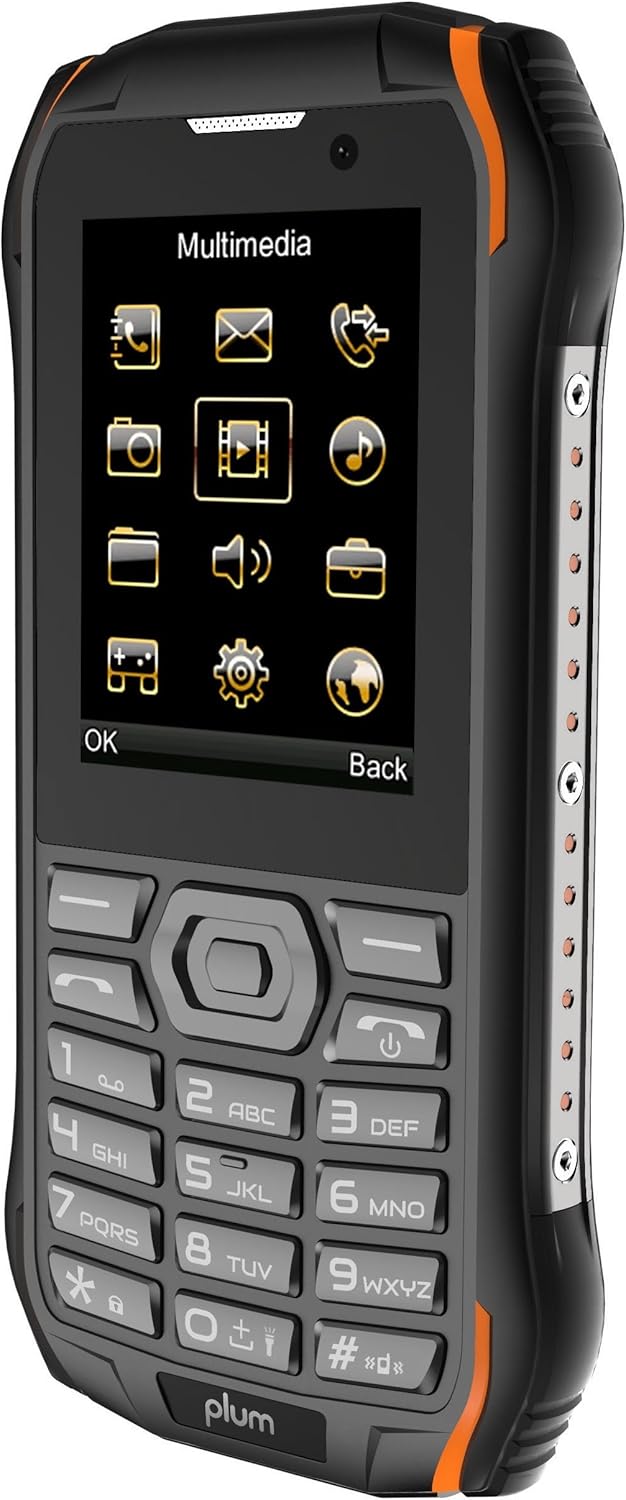 Plum Ram 7-3G Rugged Unlocked Cell Phone GSM - IP68 Certified Military Grade Water Shock Proof ATT Tmobile Cricket Metro Mint Net10 Straight Talk Walmart Mobile Consumer Cellular, Black Orange