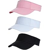 Yookat 3 Pack Visor Sun Hat Adjustable Sun Visor Caps Golf Tennis Visor Hat for Sports Girls Boys Outdoor