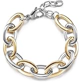 CIUNOFOR Link Bracelet Designer Brand Inspired Antique Women Jewelry Cable Wire Vintage Valentine Wide Cuban Curb Link Bracelet, Stainless Steel Adjustable Chain, Fits 7.0”–9.0” Wrists