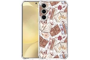 Tobelint for Samsung Galaxy S24 Case with Aesthetic Design,Vintage Butterfly Brown Book Pattern,Clear Slim Soft TPU Bumper Case,6.2”(Butterfly,S24)