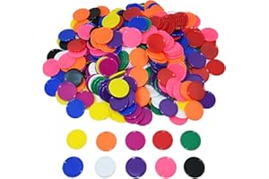 Smartdealspro 300pcs 1 Inch 10 Colors Opaque Plastic Learning Counters Counting Mini Poker Chips Game Tokens
