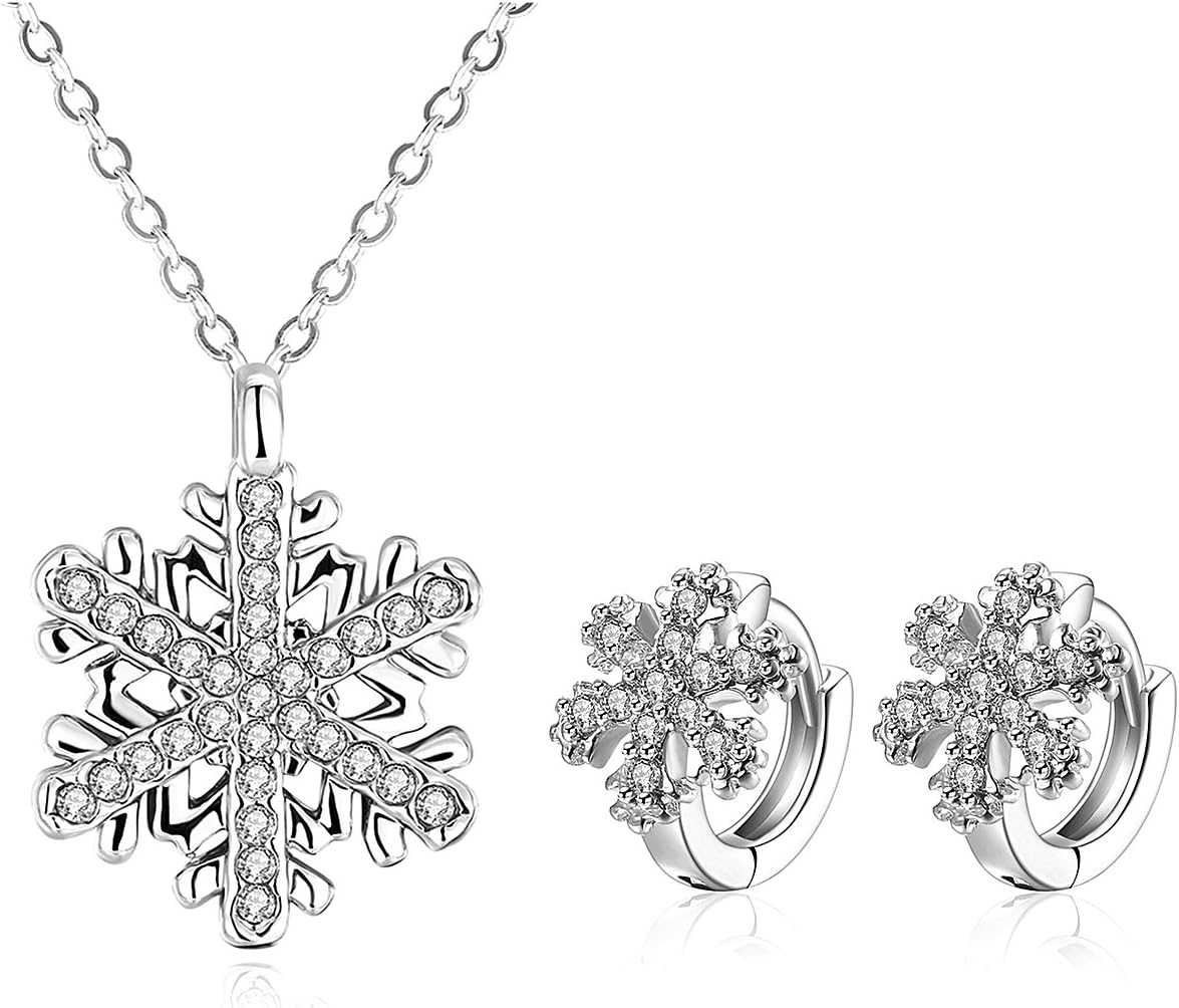 LDUDU® Jewelry Set (Pendant+Necklace+Earrings)Women Design Snowflake Alloy Silver Gift for Christmas Valentin Birthday