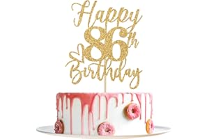 YOTAWEBERY Happy 86th Birthday Cake Topper, 86th Birthday Decorations for Men/Women, Cheers to 86 Years, Hello 86, 86th Happy Birthday Party Supplies Gold Glitter