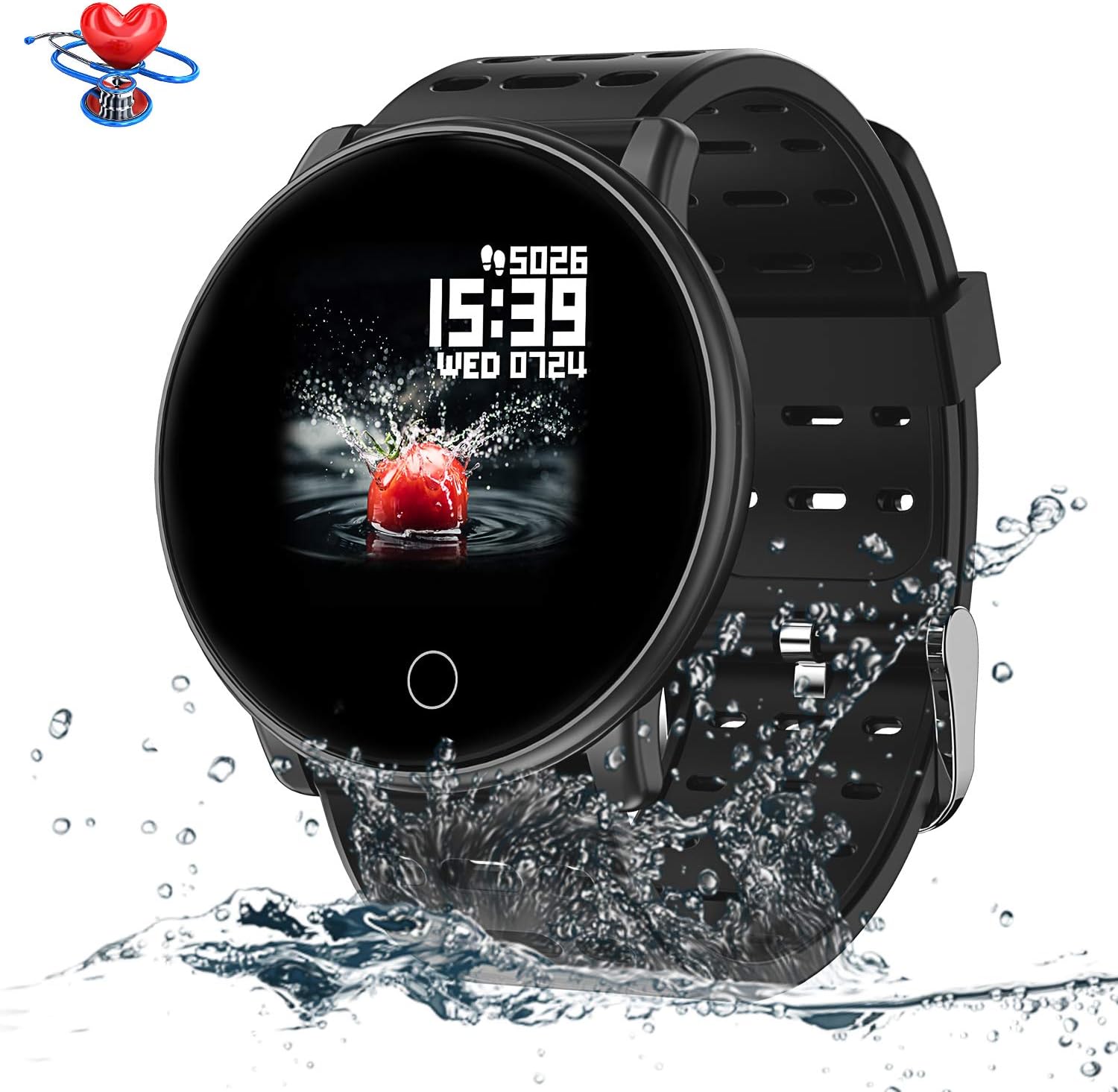 Smart Watches, SYNERKY Fitness Tracker Watch for Mens Women Kid Waterproof 1.3'' TFT Color Screen with Herat Rate Montior Pedometer Activity Tracker SMS Call Notification for Android iPhone