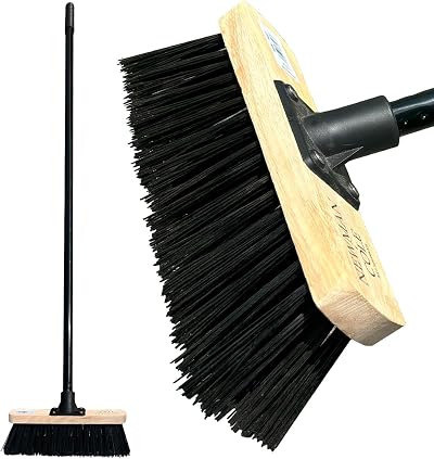 Newman and Cole 10 Wave Stiff PVC Broom with Metal Handle Heavy Duty