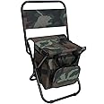 LEADALLWAY Fishing Chair with Cooler Bag Foldable Compact Fishing Stool,Camouflage