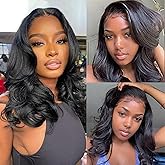 MGWXCAH 16 Inch Body Wave Lace Front Wigs Human Hair 200% Density 13x6 HD Lace Frontal Wig Pre Plucked Body Wave Wig Soft and Tangle-free Virgin Human Hair Wigs for Women Daily
