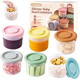URMYWO 6 Pack Silicone Baby Food Containers,4 oz Portion Storage Containers | Reusable Leakproof Food Storage Jars &amp; Bowls with Lids for Homemade Purees,Baby Meal Prep,Freezer,Microwave,Dishwasher Safe