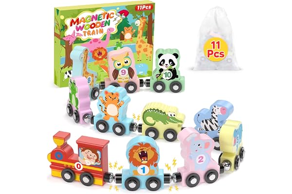 11 Pcs Magnetic Train Set Montessori Toy for Toddler, Animal Birthday Gifts | Montessori Toy, Toddler Toy 2-3, Boys Girls Bir
