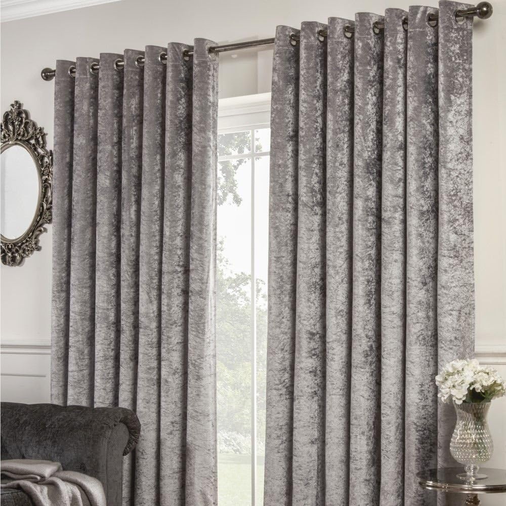 Tony's Textiles Crushed Velvet SelfLined Blackout Ring Top Curtains