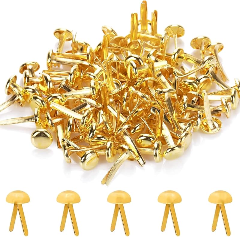 Rowwait 100Pcs Gold Split Pins Scrapbooking Brads 0.8cm x 1.7cm Paper Fasteners