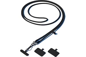 KAROTER Cell Phone Lanyard, Adjustable Crossbody Phone Lanyards, Universal Nylon Neck Phone Strap, Lanyards×1 + Phone Patche×3, Compatible with Most Mobile Phone (Black)