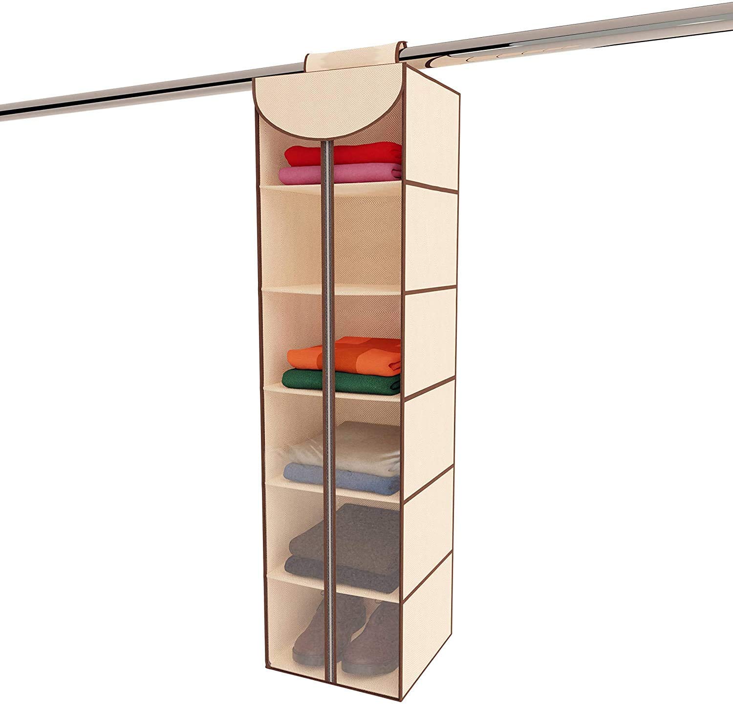 LEELAG Hanging Closet Organizer with Zipper 6 Shelves 12”x 12” 48