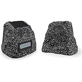 STUDIOFINIX 6.5" Rock Speakers Outdoor Waterproof - 5.3 Bluetooth Wireless Speaker Solar Powered Max Peak 200W for Garden,Patio,Deck,Pool,Backyard (Gray 1 Pair)