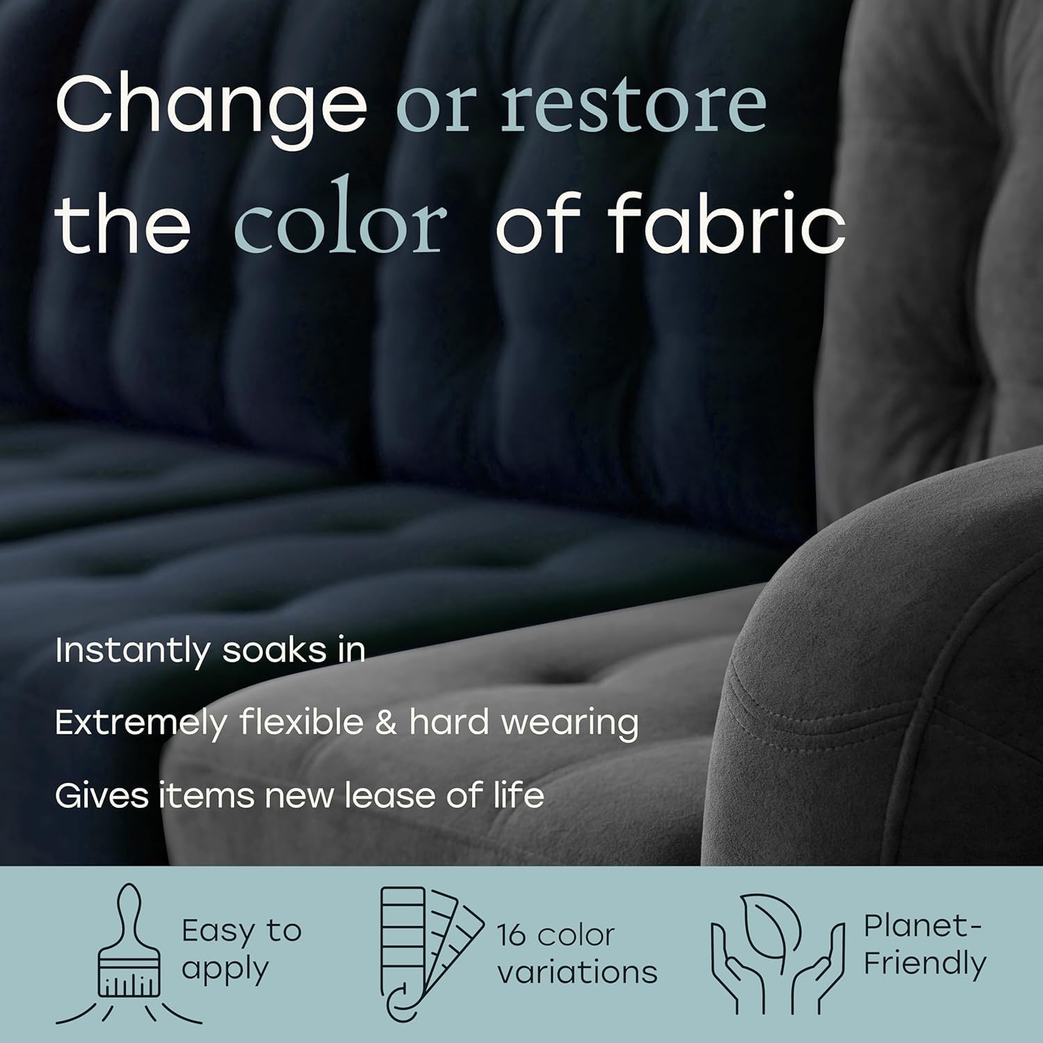 Fabricoat - Fabric Paint for Furniture - 8.5oz / 250ml Black- Restore or Change the Color of Couches, Chairs, Upholstery, Soft Furnishings, Car Interiors, Clothing, & Footwear