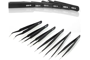 Neuftech 6-pcs ESD(10-15) Anti-Static Tweezers Precision Stainless Steel Tweezers Tweezer Repair Tool Kits Set for Electronic