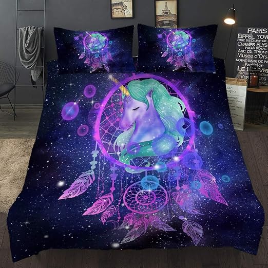 blue unicorn bedding