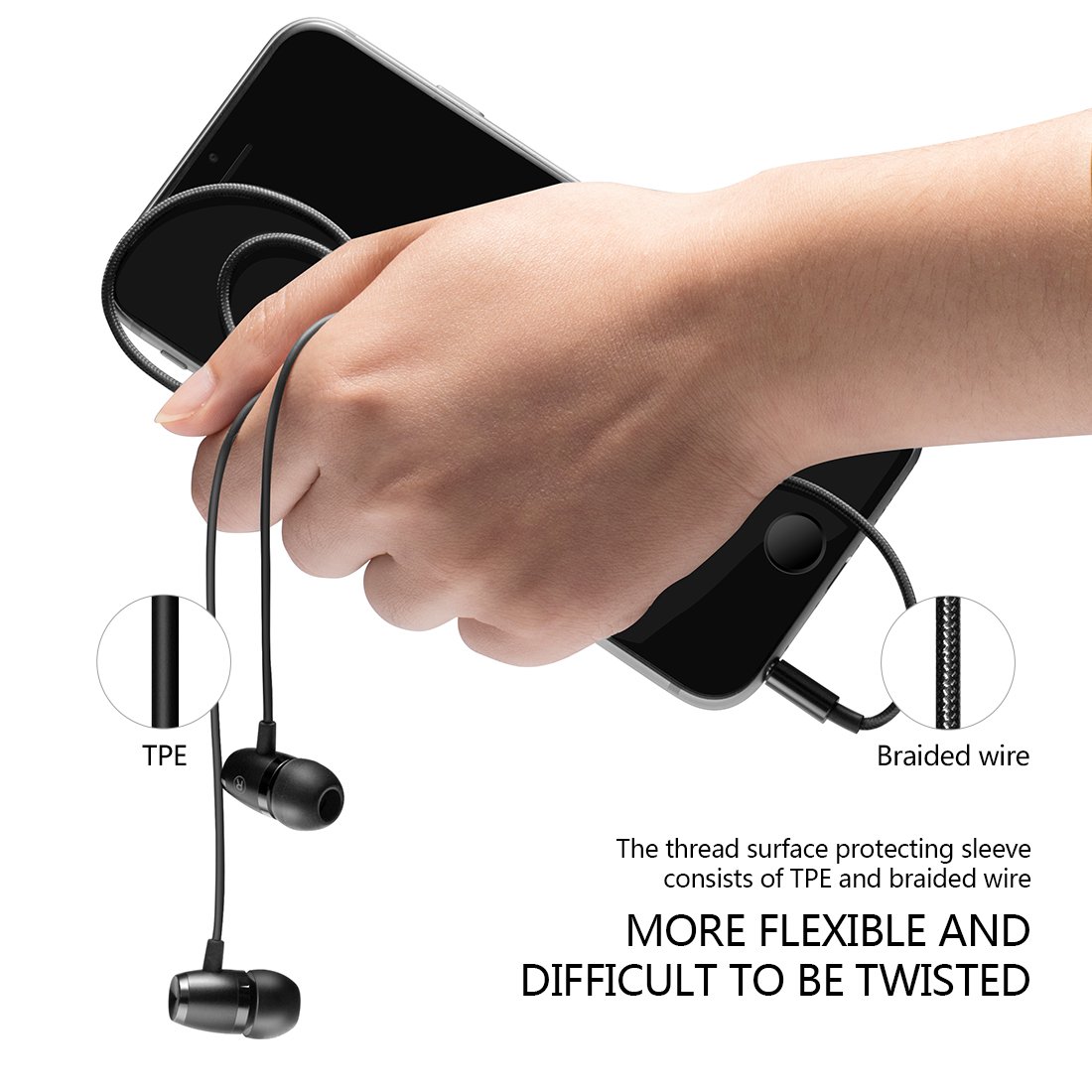 In-Ear Earphones, Humixx, wired earbuds with Mic and Remote Control for iPhone ,Samsung ,Smart Phones, Android, Tablet and Other Compatible Devices, ErgoFit headphones