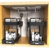 2 Pack Under Sink Organizer for Efficiently Utilizing Space, 2 Tier Bathroom Cabinet Organizers and Storage, Multi-purpose Ki