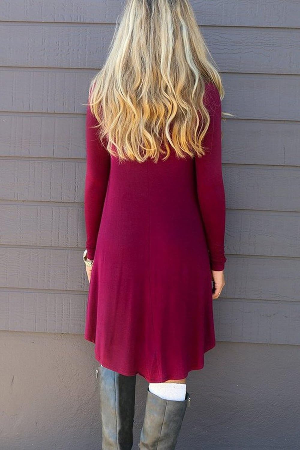 DEARCASE Women's Long Sleeve Casual Loose T-Shirt Dress at  Women’s Clothing store
