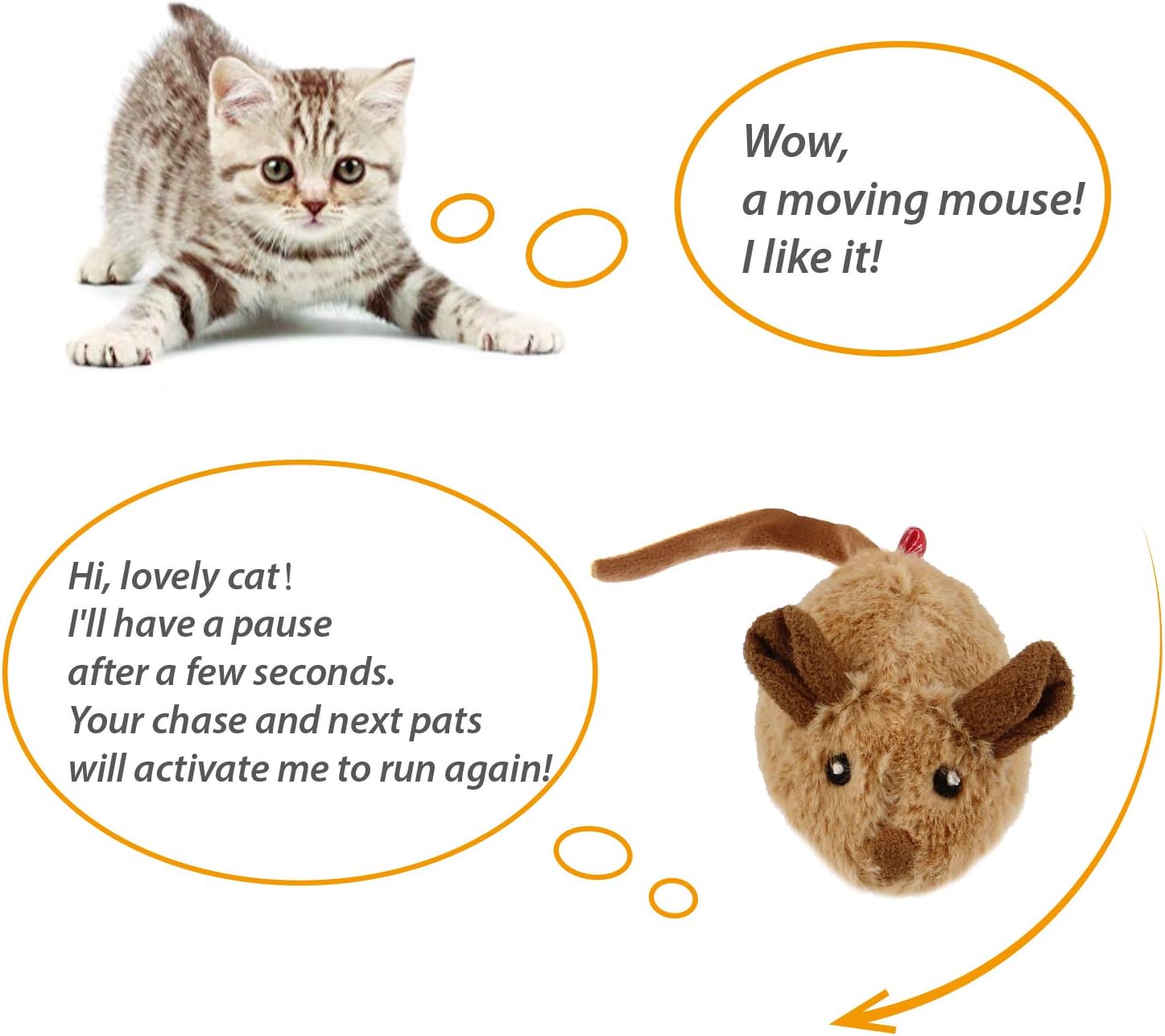 GiGwi Moving Cat Toy Mouse, Interactive Cat Toys Mice Electronic with Furry Tail - Image 5