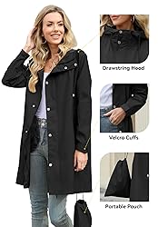 Zando Womens Rain Jacket with Hood - Travel Rain