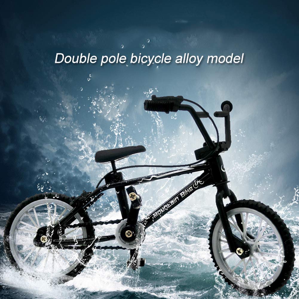 1/18 Diecast Bike Action Figure Toy,Mini Finger Mountain Bike Bicycle Art Crafts Desktop Decor - Black