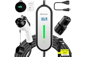 SubSun Universal Level 1 & 2 Portable EV Charger 16Amp 110V-240V Electric Car Charger for All EVs Include J1772 and Tesla, 25FT EV Charging Cable with NEMA 6-20P and 5-15 Adapter (with Tesla Adapter)