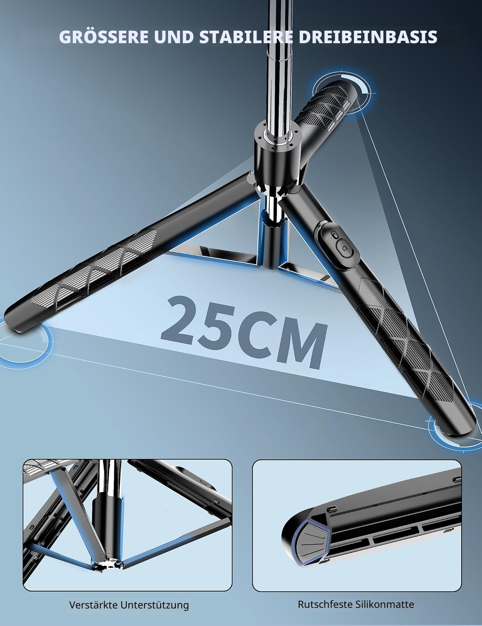 180cm Handy Stativ Ständer & Selfie Stick, Handyhalter mit Abnehmbarer Fernbedienung, Smartphone Stative, Tripod für iPhone, Handystativ Kompatibel mit iPhone Android Smartphones, Camera 3