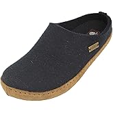 HAFLINGER Women's Emils Wool Felt Slide Slipper, Navy, 8