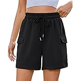 luvamia Sweat Shorts for Women High Wasited Baggy Cargo Pull On Elastic Waist Sport Athletic Summer Lounge Comfy Shorts