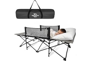 High Stream Gear Toddler Cot Bed: Kids Travel Camping and Portable Folding Cot, Great for Outdoors and Young Guests at Home. Comfortable Sleeping Bed Easy to Store and Use (Gray)