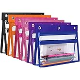YoeeJob 6 Pack Zipper Pencil Pouches for 3 Ring Binder, 1.5 Inch Expandable with 2 Pockets and Clear Window for School and Office(Colorful)