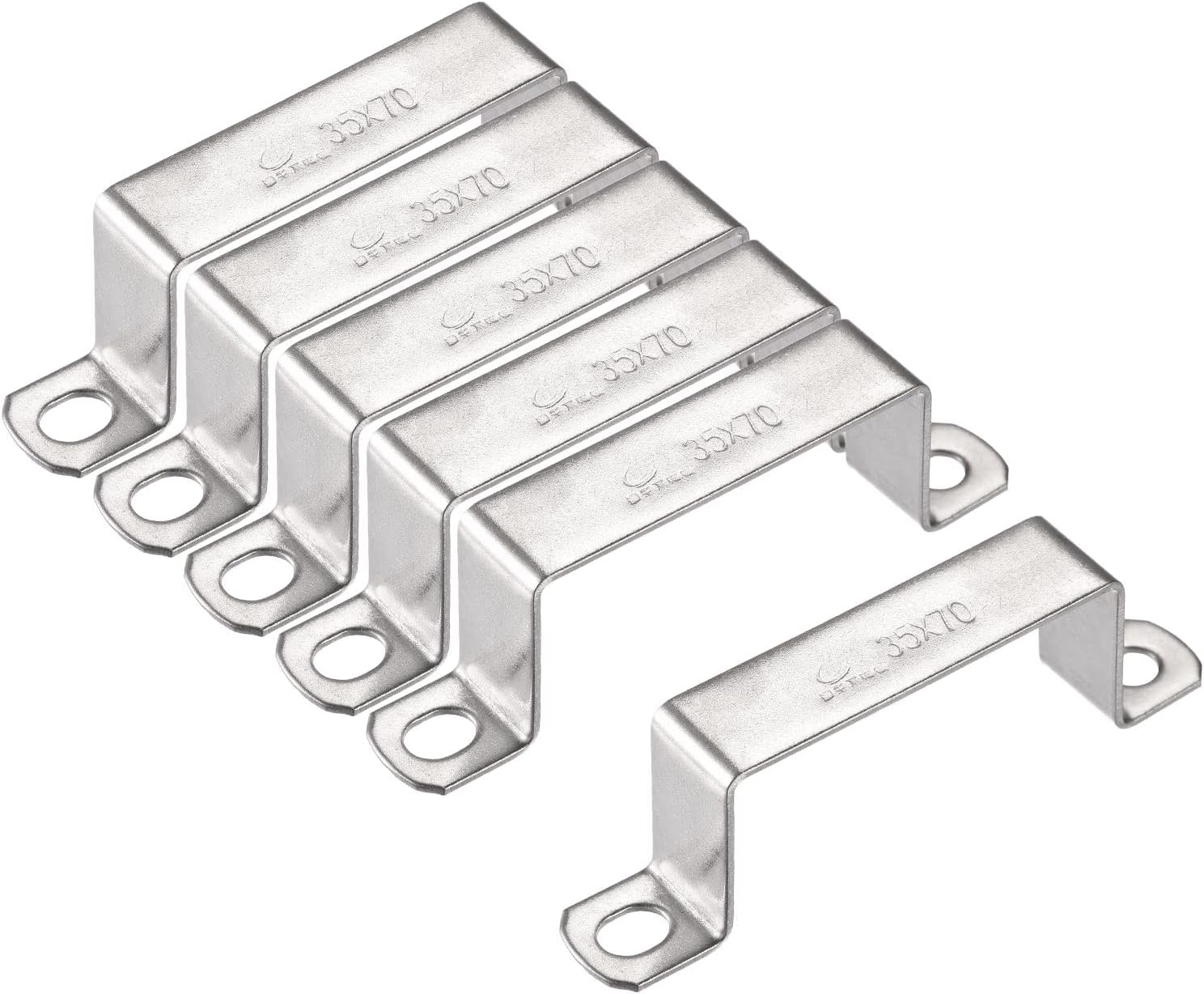 TOP-VIGOR 6Pcs U Shaped Connector Bracket 33 x 70mm 304 Stainless Steel for Door Closed Bar Holder Strut Channel and Fixing Tube Pipe Wire