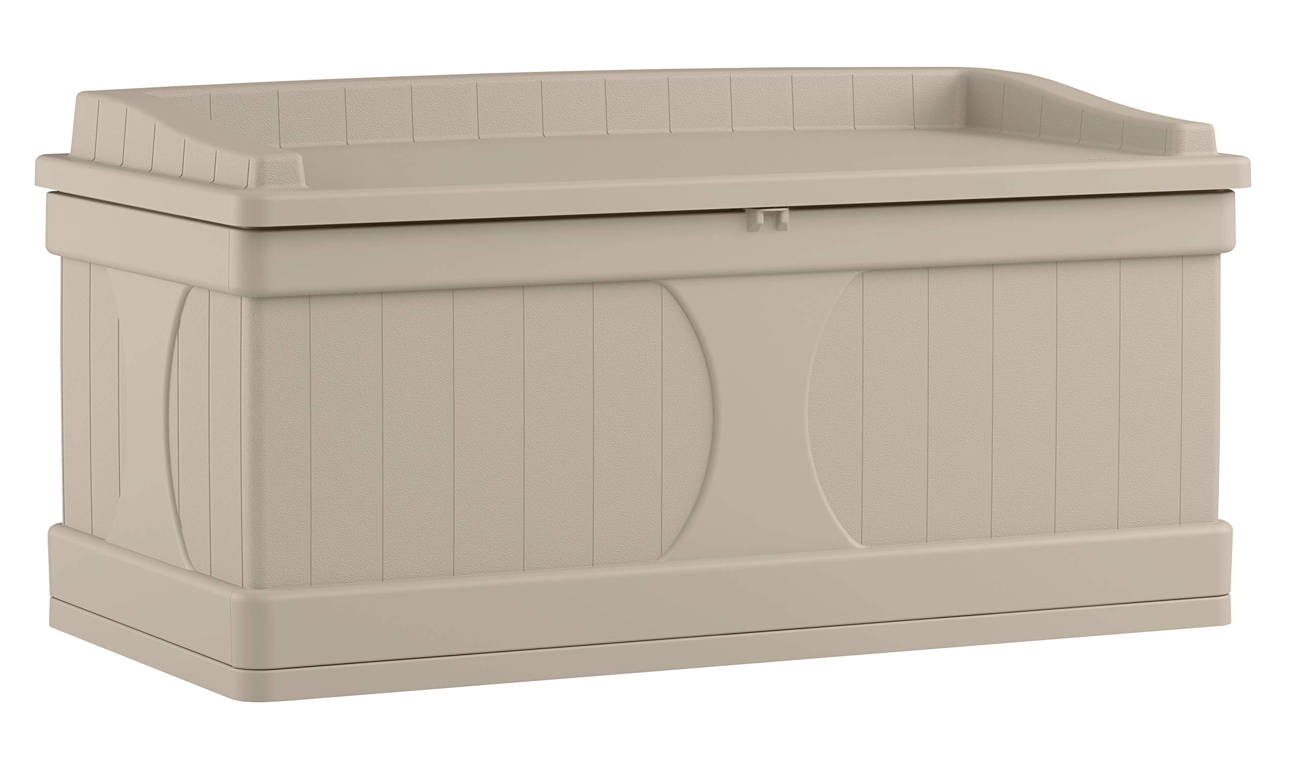 Suncast 99 Gallon Indoor/Outdoor Large Deck Storage Box, Light Taupe