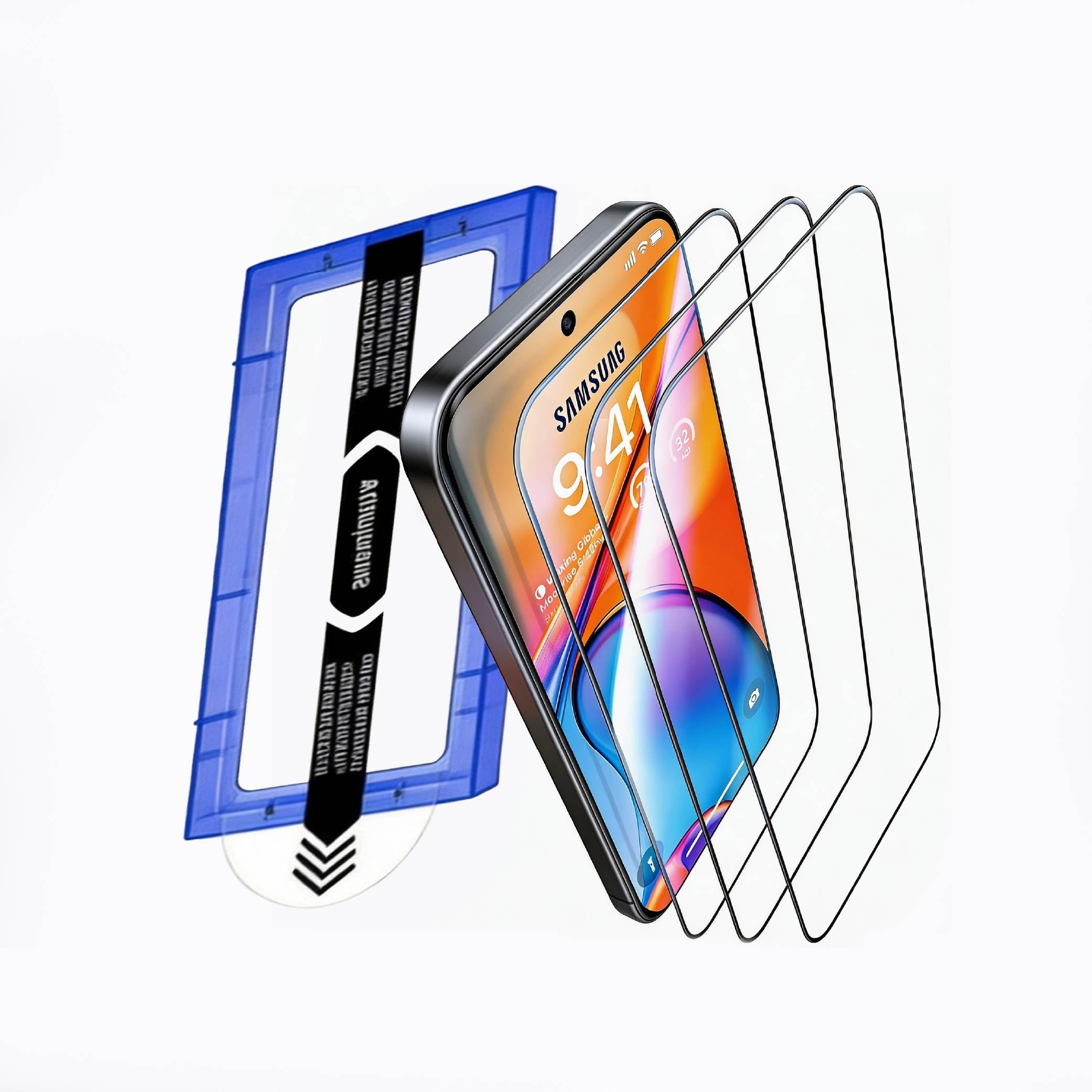 jpyyw 3 Pack Designed for Samsung Galaxy, 9H Screen Protector Tempered Glass, Case Friendly Scratch Resistant Bubble Free
