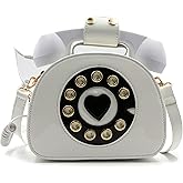 QiMing Retro dial telephone Crossbody Shoulder Bag,Pu Movable microphone Purse for Women