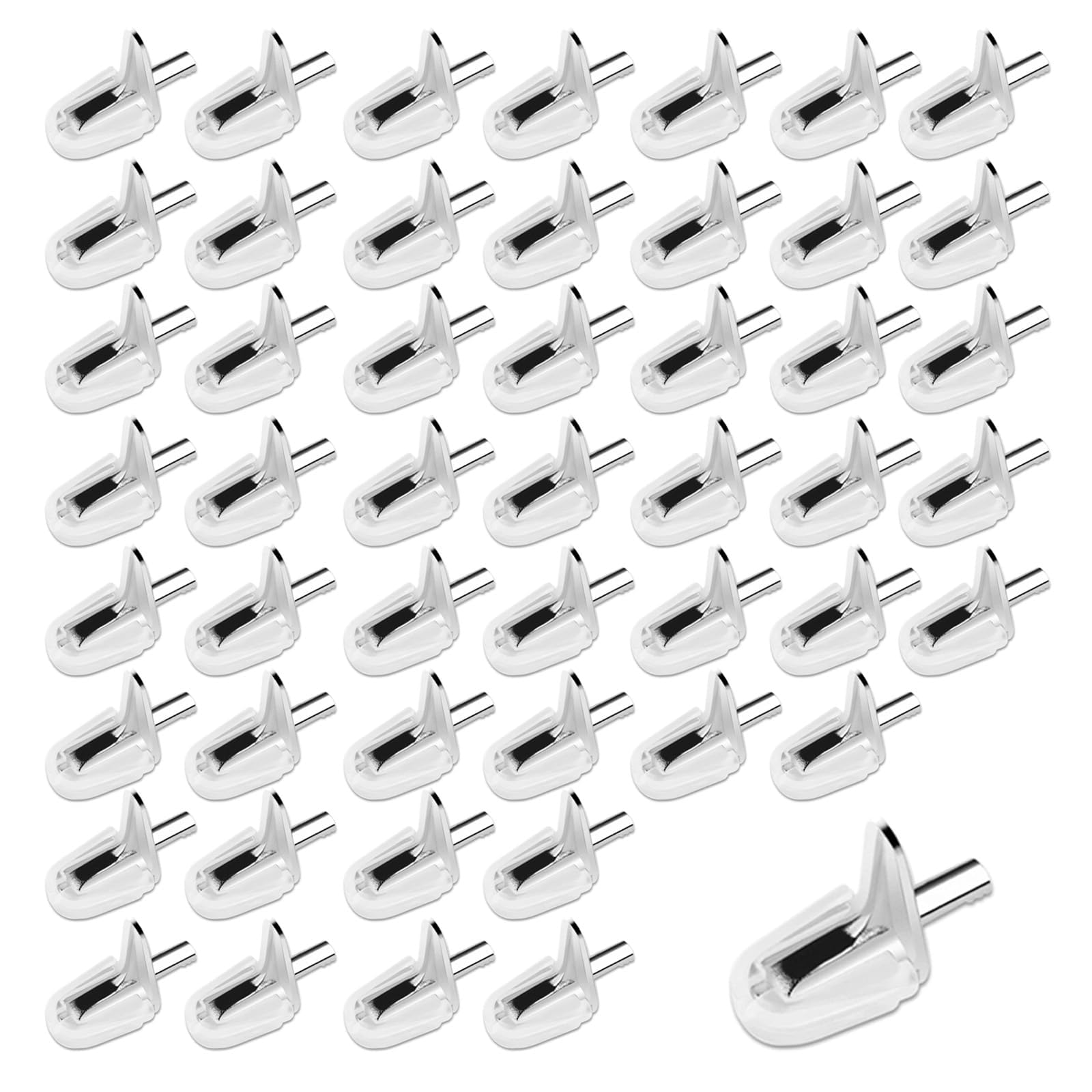 GIONAT Pack of 50 Invisible Shelf Brackets, Sturdy 3 mm Floor Supports with Steel Pins, Versatile Shelf Supports for Furniture, Perfect Bracket for Wood and Glass Shelves, for Bookshelves and Cabinets